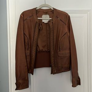 Anthropologie brown leather jacket